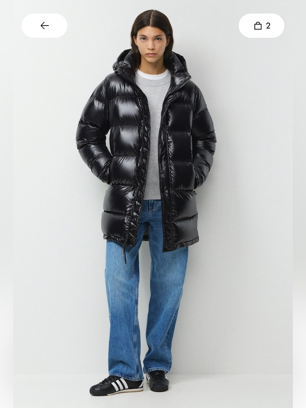 Aritzia TNA Super Puff Mid High-Gloss Puffer